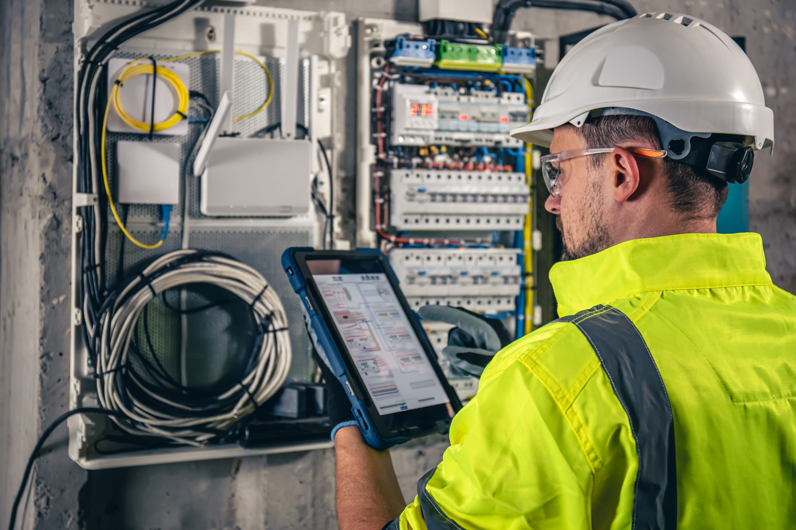 Professional electrical estimator conducting an inspection