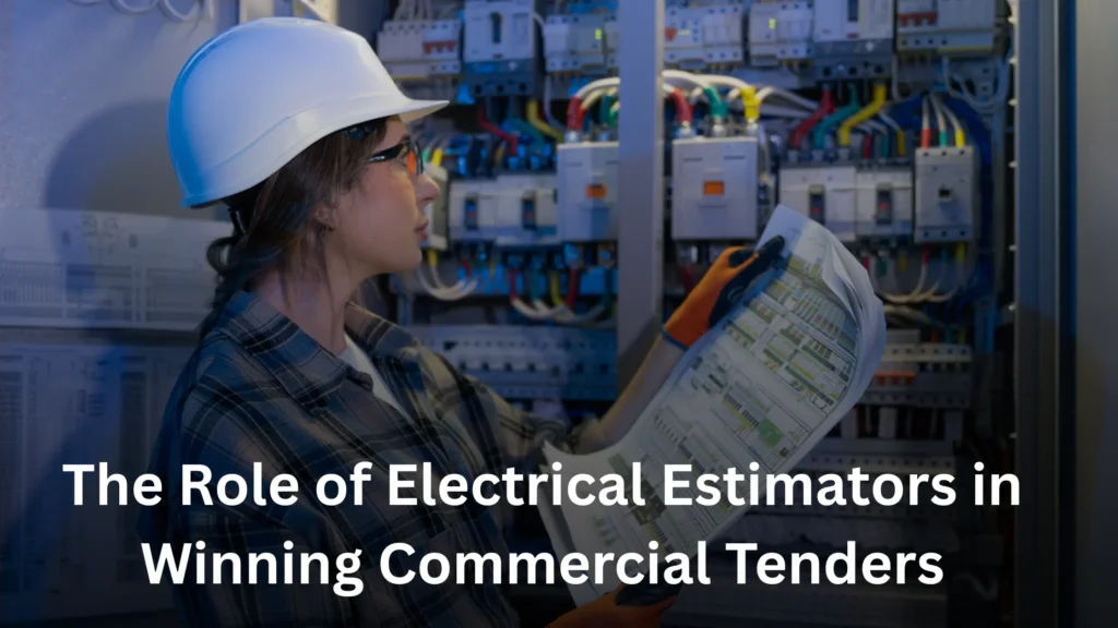 Electrical Estimators reviewing commercial wiring plans onsite