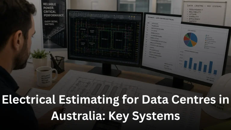 Electrical estimator reviewing data centre drawings for commercial quantity takeoff