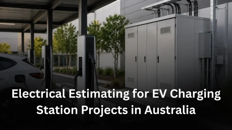 Electrical estimator reviewing aged care construction drawings in Australia
