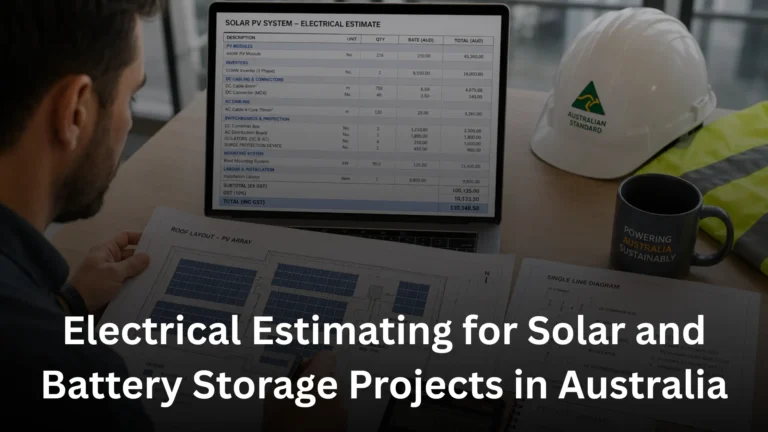 Electrical estimator preparing a solar and battery storage project takeoff