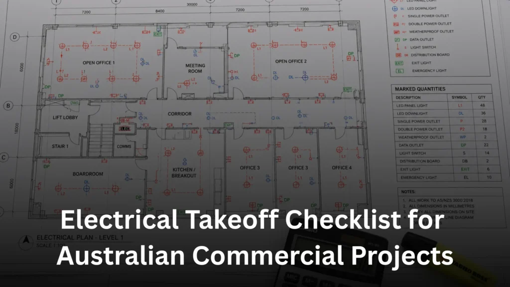 Electrical takeoff checklist for Australian commercial construction projects